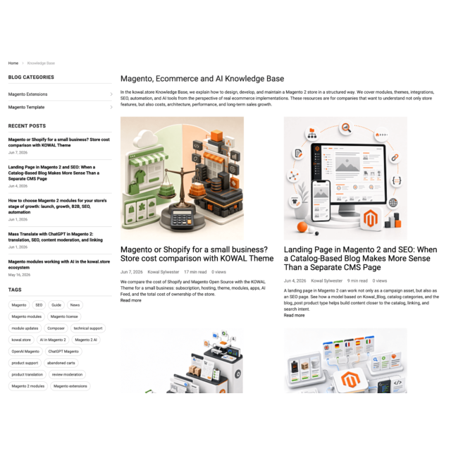 Kowal Blog für Magento 2 - ein Blog, der die Stärke des Magento-Katalogs nutzt