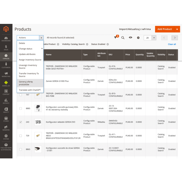 Automatyzacja e-mail marketingu: Moduł generowania ofert produktowych dla Magento 2 i integracja z CNUD.eu - wybór produktów