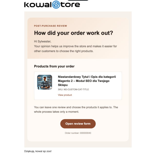 Kowal Review Reminder