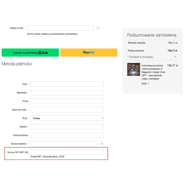 Moduł Kowal_Gus - Automatyczne Pobieranie Danych Firmy z GUS w Magento 2