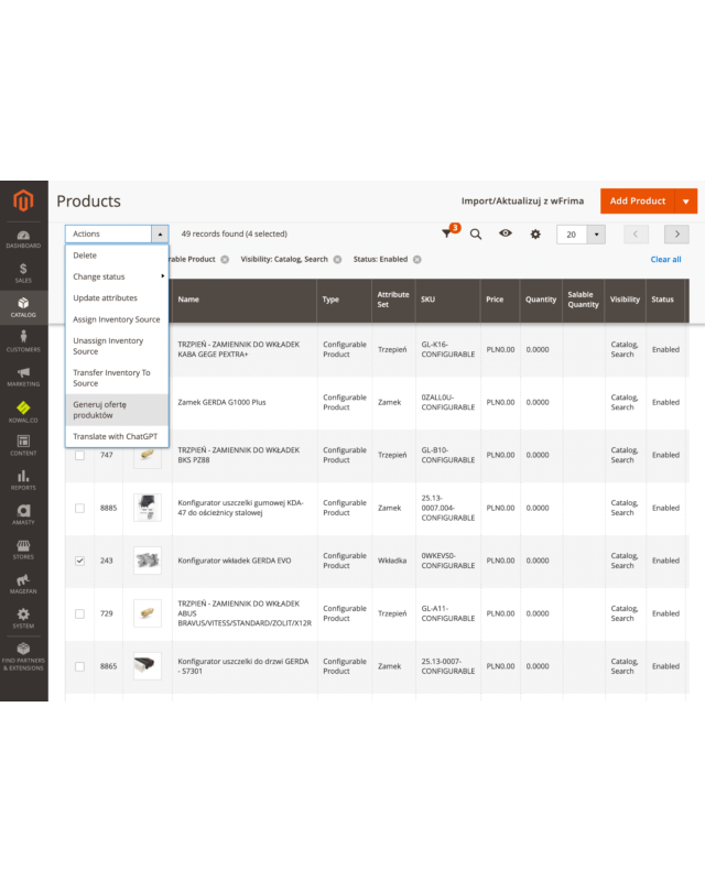Automatyzacja e-mail marketingu: Moduł generowania ofert produktowych dla Magento 2 i integracja z CNUD.eu - wybór produktów