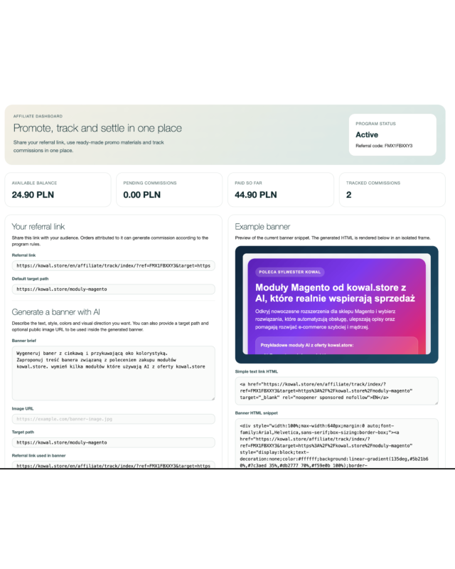Módulo avanzado de afiliación Affiliate para Magento 2