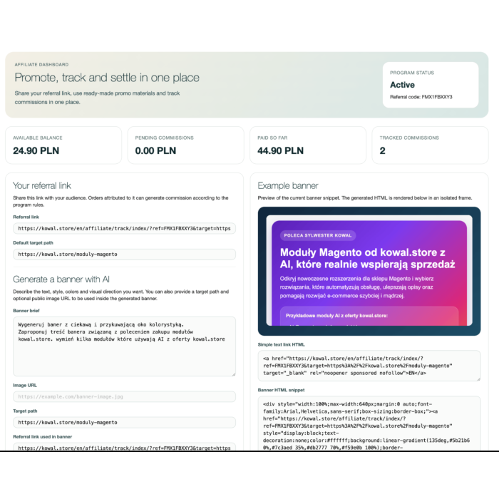 Modulo di Affiliazione Avanzato (Affiliate) per Magento 2