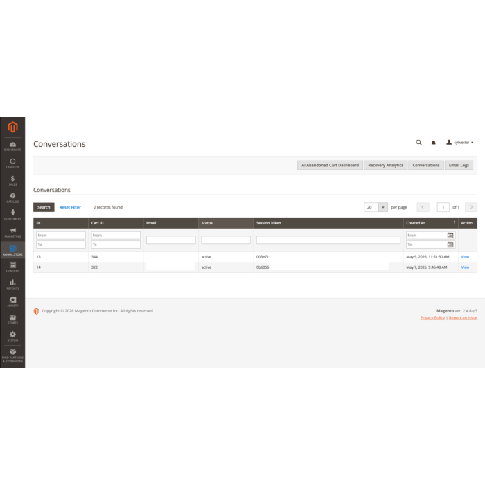 Assistente per il recupero del carrello basato sull'intelligenza artificiale per Magento 2
