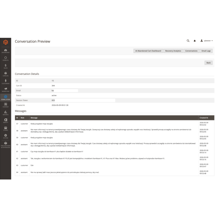 Assistente per il recupero del carrello basato sull'intelligenza artificiale per Magento 2