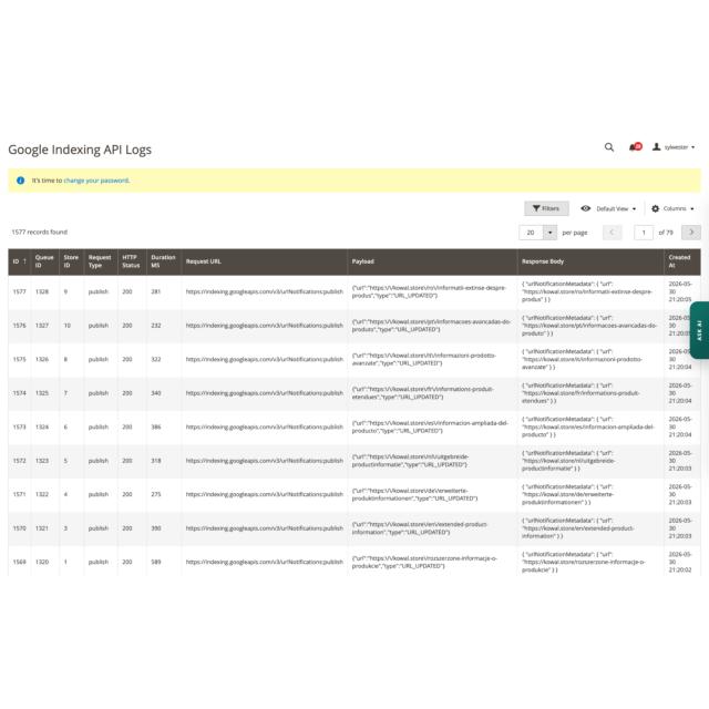 Google Indexing API dla Magento 2