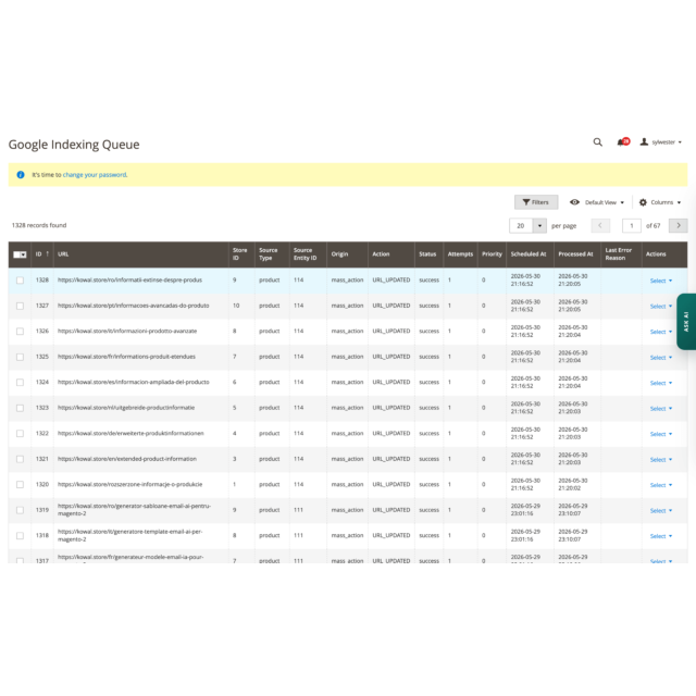 Google Indexing API dla Magento 2
