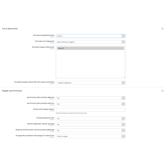 Magento 2 BaseLinker Stock Export