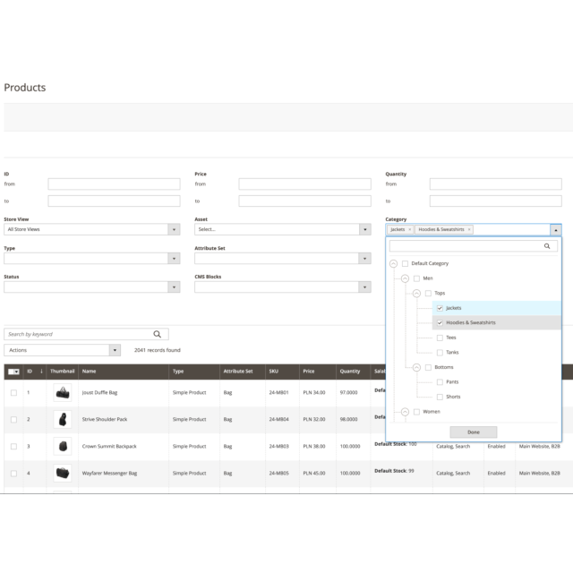 Kowal Product Grid Category Filter dla Magento 2